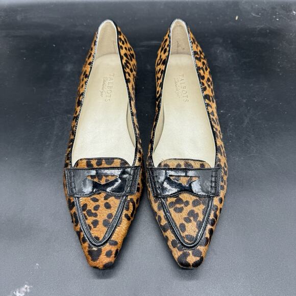 Talbots Womens Size 8.5B Calf Hair Leopard Print Leather Upper Pointed Toe Flats - Picture 3 of 8